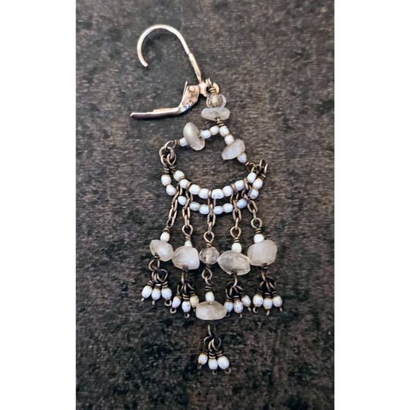 Handmade Long Dangle Chandelier Earrings Moonstone with sterling silver earwires - Picture 7 of 7
